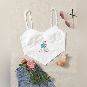 SHEIN Deer Slogan Graphic Cami Top